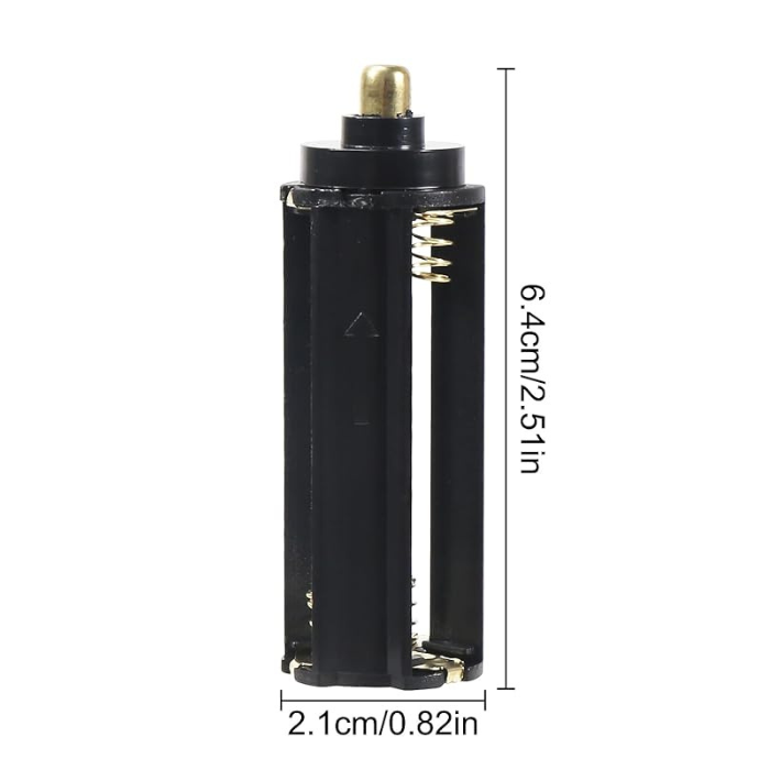 Dimension of flashlight battery holder
Height: 2.51 in/6.4cm
Width: 0.82 in/2.1cm