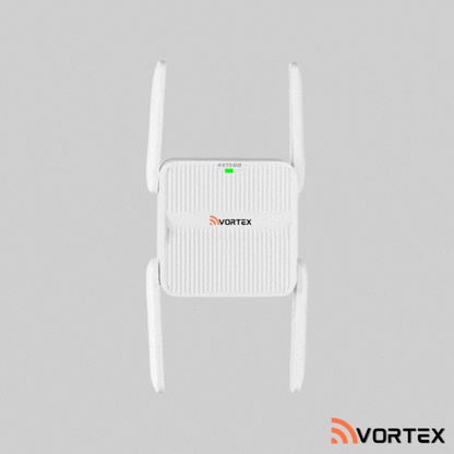 The Vortex WiFi 6 extender is emitting a signal.