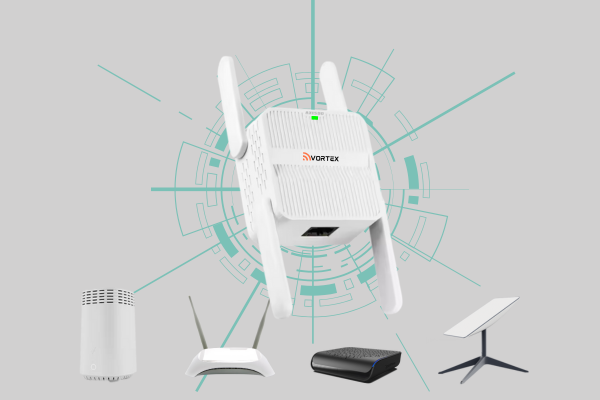 The white Wi-Fi 6 extender with four antennas is compatible with a variety of networking devices, including modems, routers, and satellite antennas.